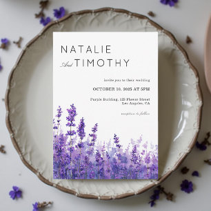 Watercolor Lavender Rustic Boho Botanical Wedding  Invitation