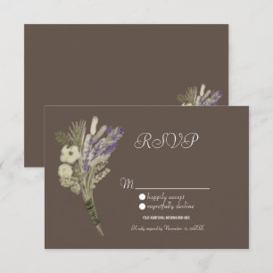Watercolor Lavender Rustic Botany Floral RSVP Invitation