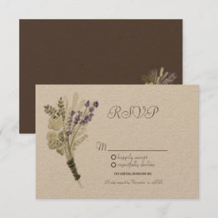 Watercolor Lavender Rustic Botany Kraft RSVP Invitation