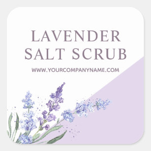 Watercolor Lavender Salt Scrub Floral Square Sticker