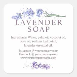 Watercolor Lavender Soap Flower Square Sticker