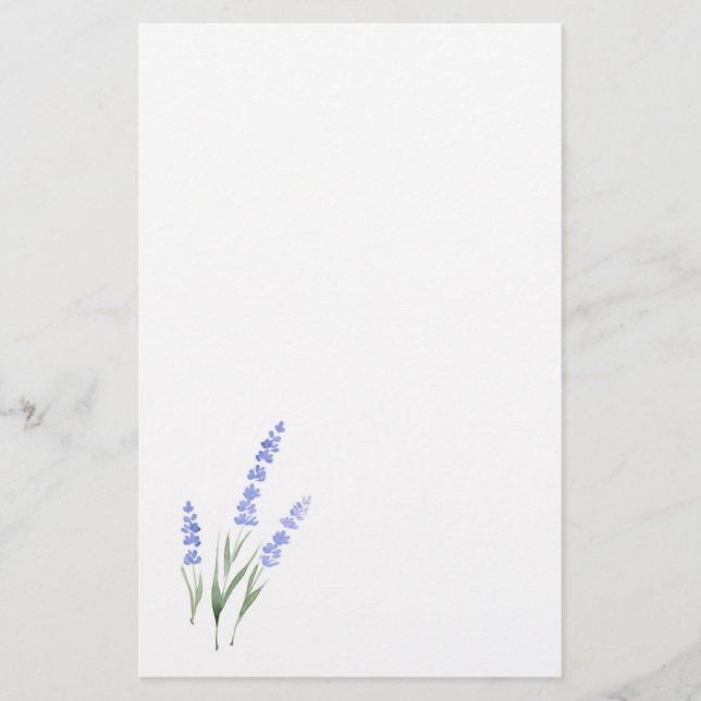 Watercolor Lavender Stationery (Front)