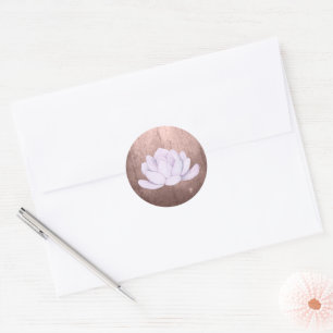 Watercolor Lavender Succulent, Peach Brown Classic Round Sticker