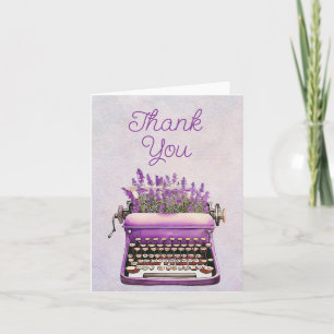 Watercolor Lavender Vintage Typewriter Thank You Card