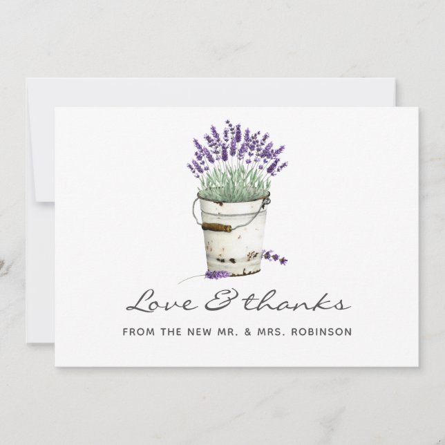 Watercolor Lavender Wedding Thank You Card (Front)