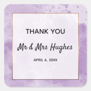 Watercolor Lavender wedding thank you Square Sticker
