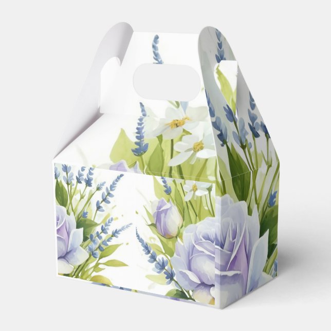 Watercolor Lavender Wildflowers Favour Box (Front Side)