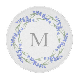 Watercolor Lavender Wreath  Cutting Board