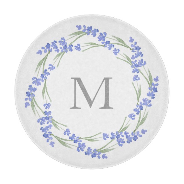 Watercolor Lavender Wreath  Cutting Board (Front)