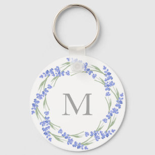 Watercolor Lavender Wreath Key Ring