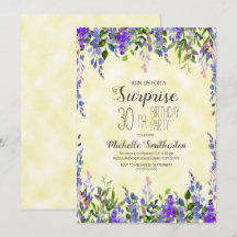 Watercolor Lavender Yellow Surprise 30th Birthday
