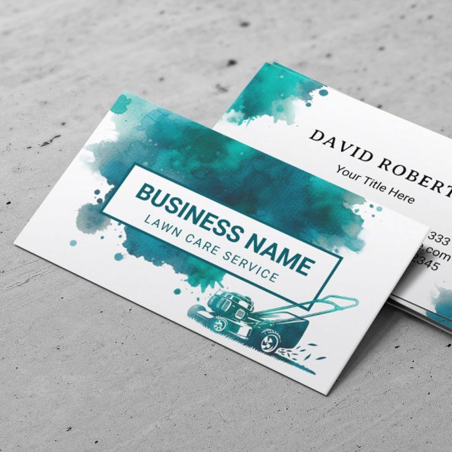 Watercolor Lawn Care & Landscaping Service Business Card (Creator Uploaded)