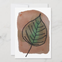 Watercolor leaf blank notecard