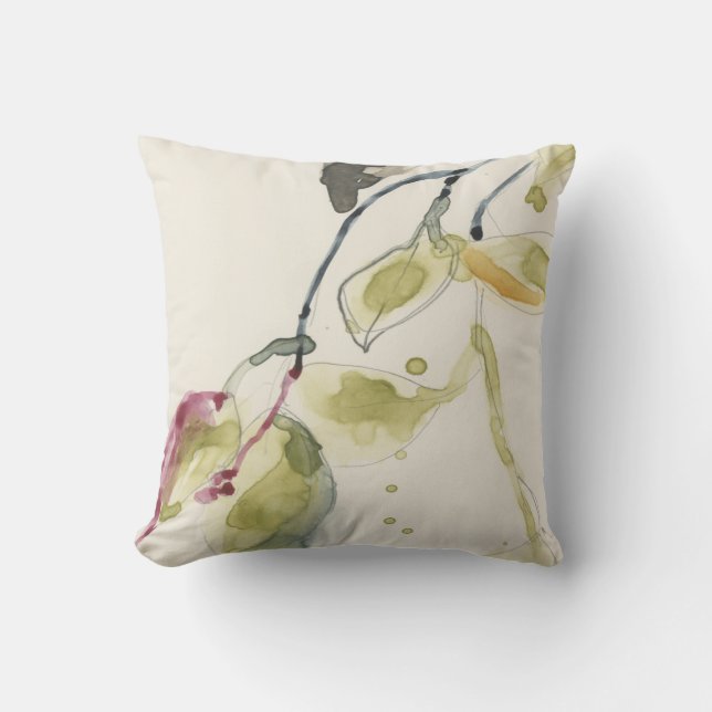 Watercolor Leaf Branch Triptych Cushion (Front)
