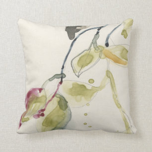 Watercolor Leaf Branch Triptych Cushion