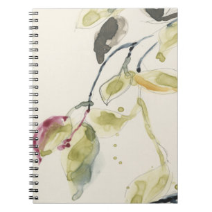 Watercolor Leaf Branch Triptych Notebook