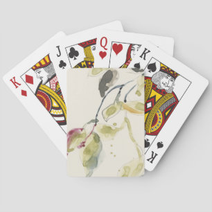 Watercolor Leaf Branch Triptych Playing Cards