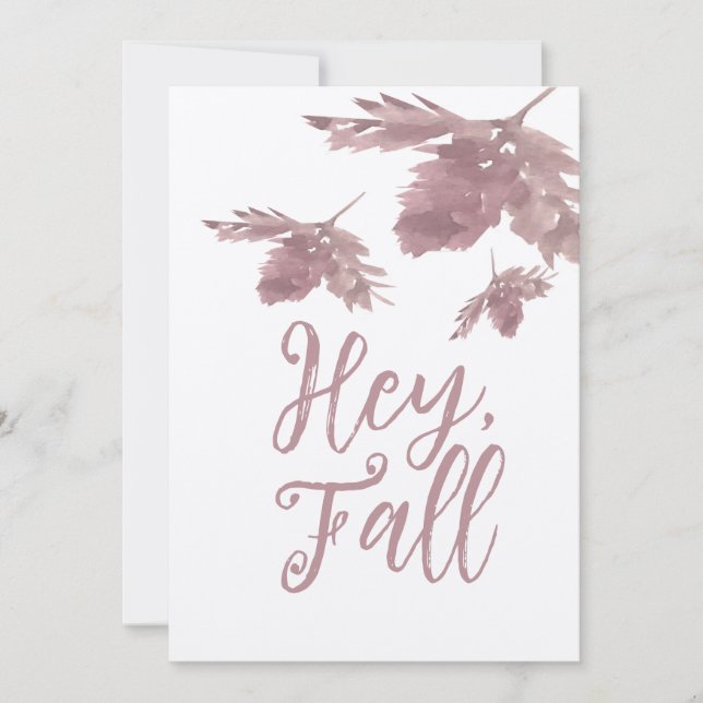 Watercolor Leaf  Brown Hey Fall Card (Front)