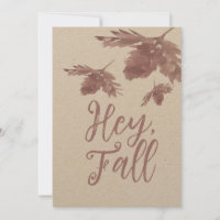 Watercolor Leaf Brown Hey Fall Card