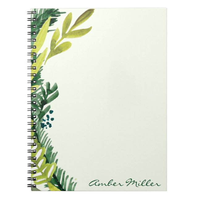 Watercolor Leaf Floral Notebook (Front)