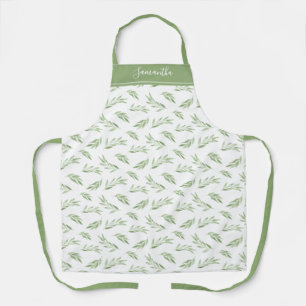 Watercolor Leaf Greenery Personalised Apron