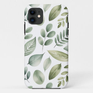 Watercolor Leaf Pattern iPhone 11 Case