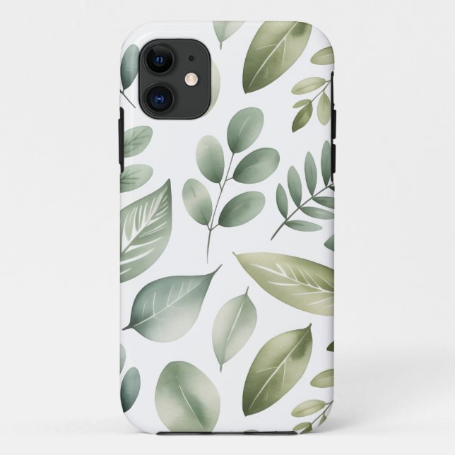 Watercolor Leaf Pattern Case-Mate iPhone Case (Back)