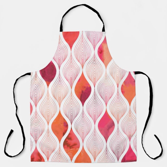 Watercolor leafs texture repeat modern pattern  apron (Front)