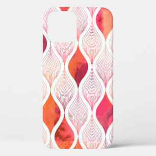 Watercolor leafs texture repeat modern pattern iPhone 12 case