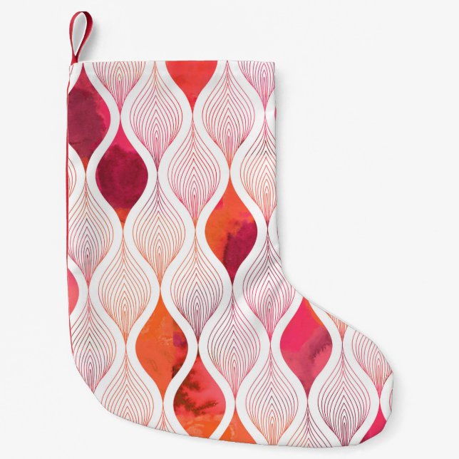 Watercolor leafs texture repeat modern pattern  small christmas stocking (Front)