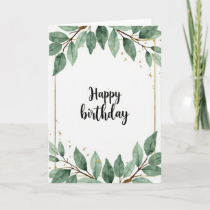 Watercolor Leafy Birthday Card