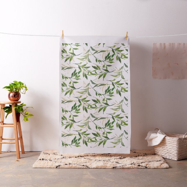 Watercolor Leafy Greenery Fabric (In Situ)
