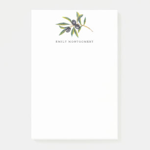Watercolor Leafy Olive Branch Personal Monogram Post-it Notes