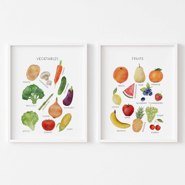 watercolor learning vegies and fruit poster (Creator Uploaded)