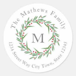 Watercolor Leaves and Berries Wreath Labels