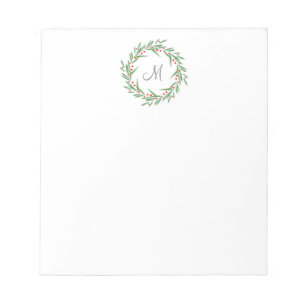 Watercolor Leaves and Berries Wreath Notepad