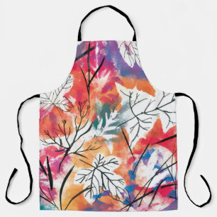 Watercolor leaves apron