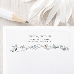 Watercolor Leaves Berry Winter Return Name Address Label