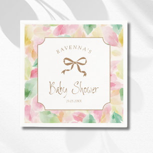Watercolor Leaves Blush Mustard Sage Baby Shower Napkin