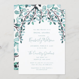 Watercolor Leaves Botanical Bridal Shower Invitation