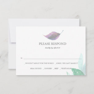 Watercolor Leaves Botanical Wedding RSVP Cards