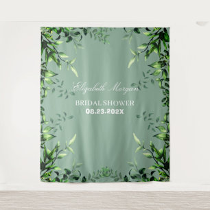 Watercolor Leaves Bridal Shower Backdrop Tapestry