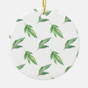watercolor leaves ceramic ornament
