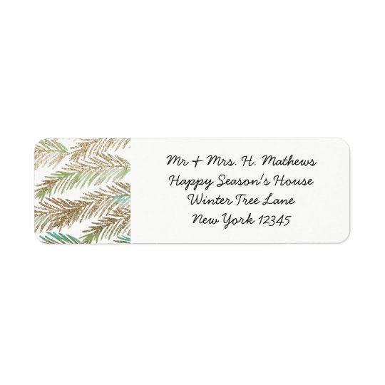 Watercolor Leaves Christmas Return Address Label
