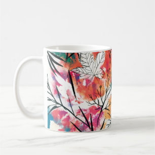 Watercolor leaves coffee mug