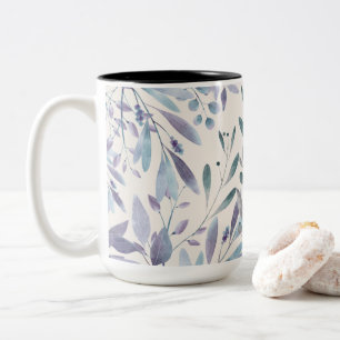 Watercolor Leaves Elegance Two-Tone Coffee Mug