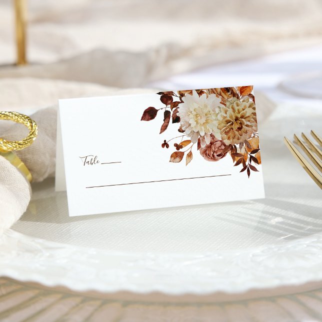 Watercolor Leaves Fall Wedding Place Card (Elegant Watercolor Leaves Fall Wedding Place Card by Painted Paperie
)