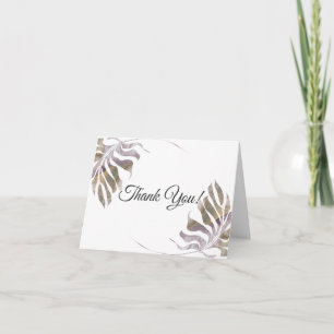 Watercolor Leaves in Gold Mauve Taupe Thank You Card