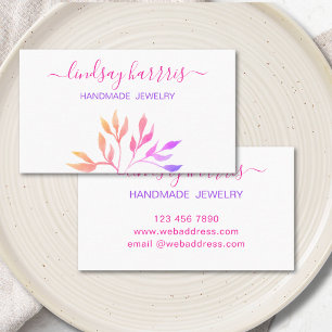 Watercolor Leaves Jewellery Business Card