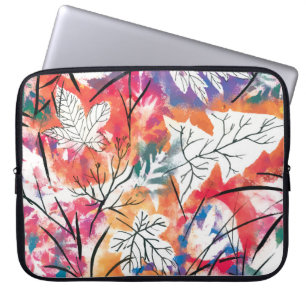 Watercolor leaves laptop sleeve
